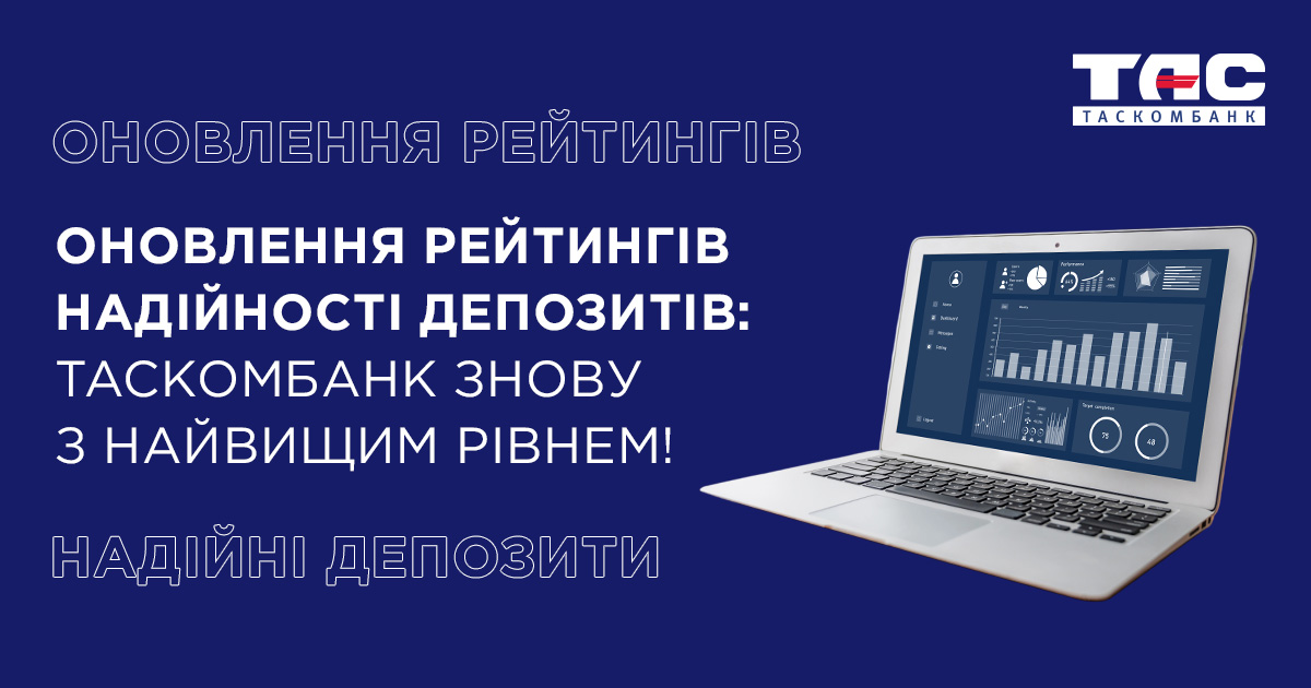 ТАСКОМБАНКУ підтвердили найвищий рівень надійності депозитів